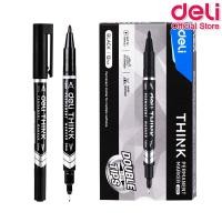 ราคา ปากกามาร์คเกอร์ Deli สำหรับเขียนซองพลาสติก เขียนแผ่นซีดี โมเดล แบบ 2 หัว 0 5mm 1mm สีน้ำเงิน สีดำ Marker Pen เครื่องเขียน office stationery (20668959892)