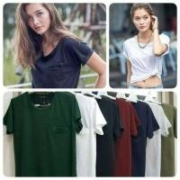 ราคา พร้อมส่ง TOPSHOP เสื้อยืดคอกลมกระเป๋าเจาะ ผ้าสลาฟ Basic Style งานป้าย (10302294948)