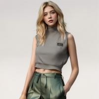 ราคา Closet Crush เสื้อครอปเบลาส์แขนกุดคอเต่า สีเทา (21472605739)