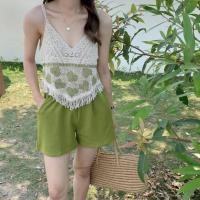 ราคา Cici Q3015 สายเดี่ยวไหมพรมKnitลายฉลุ ปักลายหัวใจเล็กน่ารัก (18471492574)