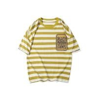 ราคา เสื้อยืดผ้าฝ้ายลายทางสำหรับเด็กเสื้อเชิ้ตแขนสั้นอินเทรนด์อเนกประสงค์สำหรับเด็กผู้ชายสีเหลืองสีดำ (21603806901)