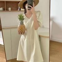 ราคา ชุดเดรสกระโปรงสั้น เดรสมินิสีน่ารักสดใส เดรสเรียบๆสไตล์เกาหลี ชุดเดรสกระโปรงใส่เที่ยวสวยๆพร้อมส่ง (21308095697)