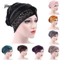ราคา Jilan มุสลิมไข่มุกลูกปัดหมวกกำมะหยี่ Hijabs หมวกมุสลิมหมวกผู้หญิงเจาะชาติพันธุ์ผ้าคลุมอิสลามหัว Turbante หมวกกันน็อกฮิญาบ (9806809931)
