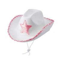 ราคา HHGY หมวกคาวบอยหญิง สีขาวขาว แฟชั่นสำหรับผู้หญิง เชือกหูรูด ดาวสีชมพู ชุดปักเลื่อม หนังวัวแท้ หมวกสำหรับเด็กผู้หญิง สเตทสัน หมวกคาวเกิร์ล หมวกคาวบอย (20066236575)