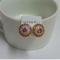 ราคา ต่างหูพลอยใหญ่ๆ แบบแป้นเสียบ ต่างหูหุ้มทองพลอยเน้นๆ ดอกใหญ่ E1 10 (21195986648)