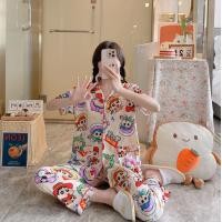 ราคา ส่งเร็วพิเศษ Alinda shop มาใหม่ ชุดนอน เสื้อแขนสั้น กางเกงขายาว คอตตอนผสมการ์ตูน ขนาดใหญ่ ผ้านิ่มมาก กระดุมหน้าคอปก อก42 ฟรีไซส์ DC (21736418672)