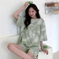 ราคา ชุดสูทกางเกงขาสั้นแขนสั้นมัดย้อมสำหรับผู้หญิง ชุดกางเกงขาสั้นลำลอง ชุดเข้าเซ็ตมัดย้อม (12833127929)