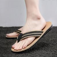 ราคา QiaoYiLuo ชาย Flip Flops สไตล์อังกฤษเย็บชายรองเท้าแตะจุดผ้าที่มีด้านล่างพอดีอินเทรนด์เสื้อนอก Flip Flops (9831403281)