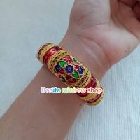 ราคา กำไลข้อมือ สีทอง หลายแบบ ราคาต่อชิ้น เครื่องประดับชุดไทย ราคาต่อ 1 วง กำไลลงยางานอย่างดี (21321023310)