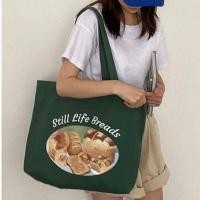 ราคา bagsiamshop BA1784 กระเป๋าผ้าใบใหญ่ Still Life Breads Donuts (15128534379)
