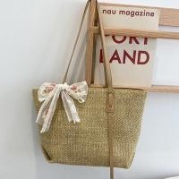 ราคา bagsiamshop BA1722 กระเป๋าสานมีโบว์ผูก กระเป๋าสะพายไหล่ (11806929000)