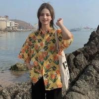 ราคา เสื้อเชิ้ตแฟชั่นพิมพ์ลายใบไม้ ฮาวายสไตล์เกาหลี ใส่ได้ทั้งผู้หญิงและผู้ชาย (21564573782)