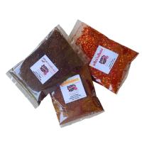 ราคา พริกป่นแบบเผ็ดมาก แดง เข้ม ดำ พริกป่นคั่วเตาฟืน ขนาด 100 กรัม 3สี (19591299470)