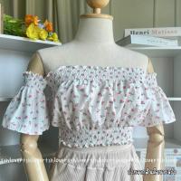 ราคา พร้อมส่ง 26 สี ปาดไหล่แขนสั้น ครอปเปิดไหล่ เสื้อปาดไหล่แขนสั้น สม็อคปาดไหล่ (21429085699)