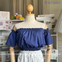 ราคา ปาดไหล่แขนสั้น เสื้อครอปปาดไหล่ ครอปเปิดไหล่ (21415736344)