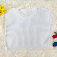 ราคา keu d พร้อมส่ง เสื้อไหมพรม ทรงครอป แขนกุด งานผ้าร่อง (21401961651)