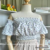ราคา พร้อมส่ง 26 สี ปาดไหล่แขนสั้น ครอปเปิดไหล่ เสื้อปาดไหล่แขนสั้น สม็อคปาดไหล่ (21497740495)