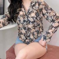 ราคา เสื้อแขนยาว ผ้าชีฟอง ลายดอกไม้ ทรงหลวม สไตล์เกาหลี สําหรับผู้หญิง (19724055645)