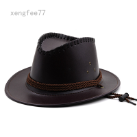 ราคา หมวกคาวบอยสำหรับผู้ชายผู้หญิงหมวกถังหนัง PU แบบตะวันตกหมวกคาวบอย (13997422646)