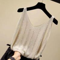 ราคา ANGELCITY เสื้อคอวีแขนกุด ผ้าไหมพรมวิ้งๆ ผ้านิ่มใส่เย็นสบาย พร้อมส่ง (21522736876)