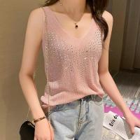 ราคา HIHONEY เสื้อแขนกุดคอวีผู้หญิง เสื้อไหมพรมผ้าวิ้งๆ ผ้านิ่มใส่เย็นสบาย (21523400203)