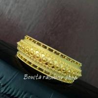 ราคา กำไลข้อมือสีทอง กำไลข้อมือผู้หญิง กำไลทองลายพิกุล กำไลทองลายโบราณงานลงยา (14508805447)