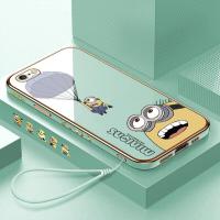ราคา ฟรีเชือกเส้นเล็ก เคสมือถือเคสโทรศัพท์เคส iPhone 6 6S Iphone 6 PLus 6 6S Plus 6S เคสสำหรับเด็กผู้หญิงการ์ตูน มินเนี่ยน Square Edge ปลอกบาง Light Plating Cover (14993366452)