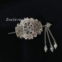 ราคา รัดเกล้าผม เครื่องประดับผม รัดเกล้าผมพร้อมปิ่น สีเงินรมดำ เครื่องประดับชุดไทย รุ่น58922 (14179711336)