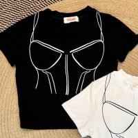 ราคา เสื้อครอปแขนสั้น สกรีน สีสวย ผ้าเรย่อน พร้อมส่ง (21472771031)