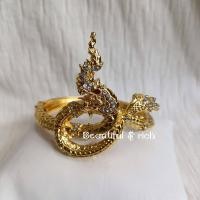 ราคา เครื่องประดับชุดไทย กำไลพญานาคสีทอง สีรมดำ สีเงินขาว รุ่นประดับพลอยขาว (20457675256)