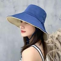 ราคา หมวกกันแดด หมวกปีกกว้าง หมวก บั กเก็ต ใส่ได้ 2 ด้าน มีเชือกรัดใต้คาง (21399291853)