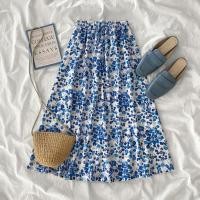 ราคา กระโปรงยาว ใส่สบาย ผ้านิ่มลายดอกไม้ กระโปรงชีฟองเอวยางยืด (20224673589)