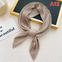 ราคา ผ้าพันคอผ้าซาตินอัดพลีทสำหรับผู้หญิงผ้าพันคอผูกผมทรงสกินนี (13953990983)