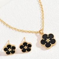 ราคา ชุดต่างหูสร้อยคอหินทรงสี่เหลี่ยมลายดอกไม้2ชิ้น set perhiasan Batu คริสตัลสีเขียวดำดอกไม้แดง AB (21431390122)