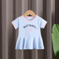 ราคา Xiaozhima Newborn Kids Baby Girls Short Sleeves Cotton Dress Cute Number Flower Print Casual Child Girl Dresses Skirts Candy Color Fashion Dress For 0 5 Years (21503400288)