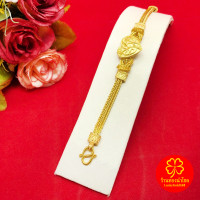 ราคา สร้อยข้อมือทองเหลืองลายสี่เสาคู่คั่นหัวใจ ความยาว 6 5 นิ้ว งานทองเหลืองแท้ งานดิบไม่ได้ชุบ ทองเหลืองโบราณ (21680445609)