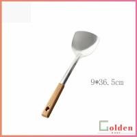 ราคา Golden ตะหลิวด้ามไม้ อุปกรณ์ทำอาหาร จับถนัดมือ Stainless steel kitchenware (14563415889)