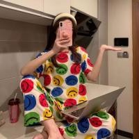 ราคา ส่งเร็วพิเศษ มาใหม่ ชุดนอน เสื้อแขนสั้น กางเกงขายาว คอตตอนผสมการ์ตูน ขนาดใหญ่ ผ้านิ่มมาก กระดุมหน้าคอปก อก42 ฟรีไซส์ DC (21612200834)