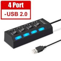 ราคา ตัวเพิ่มช่องUSB 2 0 HUB Combo Splitter 4 7 Port USB Switch High Speed ON OFF Mini 2 In 1 ตัวอ่านข้อมูล (21248359522)