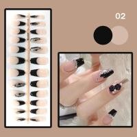 ราคา LILYCUTE 24ชิ้น ชุดเล็บปลอมดอกไม้ไฟฝรั่งเศสเล็บปลอมปลอมคลุมทั้งหมดเล็บอะคริลิกปลอมเล็บปลอม S สำหรับตกแต่งเล็บ (21267104070)