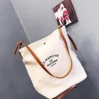 ราคา koreafashionshop KR1172 กระเป๋าผ้าสายหนังPARISงานน่ารัก (1119084708)