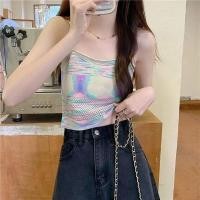 ราคา HIHONEY เสื้อไหมพรมผู้หญิงสีรุ้ง เสื้อแฟชั่นผู้หญิง สื้อผ้าสายเดี่ยว ผ้ายืด ผ้านิ่มใส่สบาย (20109932271)