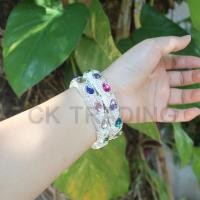 ราคา กำไลแฟชั่นกำไล กำไลข้อมือ กำไลปั้มพญานาค ลายชุบเงิน รมดำ ลงยา ประดับพลอย ขนาด 16 17 cm แนววินเทจ (19355552828)