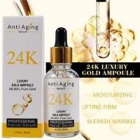 ราคา 24K gold anti wrinkle essence collagen niacinamide whitening facial skin care 24k gold serum ของแท้ repair basal layer anti aging facial serum 30ML (21340438944)