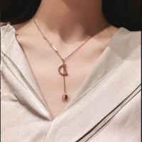 ราคา BESFOME สร้อยคอพลอยคริสตัลเหล็กชุบทองคำสีกุหลาบ18K เพชรสังเคราะห์แวววาวจี้หลอดกลมจี้สร้อยคอ (20468252731)