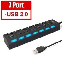 ราคา ตัวเพิ่มช่องUSB 2 0 HUB Combo Splitter 4 7 Port USB Switch High Speed ON OFF Mini 2 In 1 ตัวอ่านข้อมูล (21248359523)