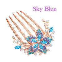 ราคา หวีผมดอกไม้ หวีเสียบผม ปิ่นปักผม หวีสับผมติดแน่น Exquisite Colorful Flowers Rhinestone Hairpins (21531495280)