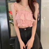 ราคา สายเดี่ยวผูกไหล่ จั๊มเอว ทรงครอปเอวลอย เเต่งระบาย (21429285417)