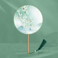 ราคา VXJKQN สไตล์จีนจีน พัดลมมือกลม โบราณโบราณ ภาพวาดด้วยหมึก พัดผ้าไหมเต้นรำ แฟนๆตกแต่ง ด้ามจับแบบยาว พัดปักลาย สำหรับ Hanfu (21698576514)