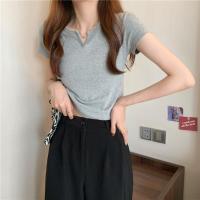 ราคา เสื้อครอปแขนสั้น ทรงคอเหลี่ยม สาวอวบใส่ได้ เสื้อยืดคอเหลี่ยมแขนสั้นรัดรูปนมโต (21572794150)